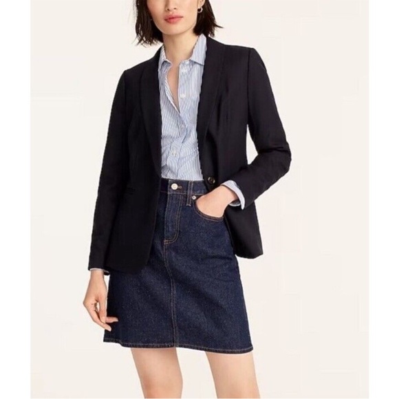 NWT J.Crew Parke Blazer Wool Blend Black G7726 Size 8